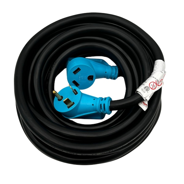 Connecticut Electric STW Extension Cord, 10 AWG, Indoor/Outdoor, 10/3, 1 Outlets, TT-30R, Black/Blue, Nylon, TT-30P HEPC3030PGH - main